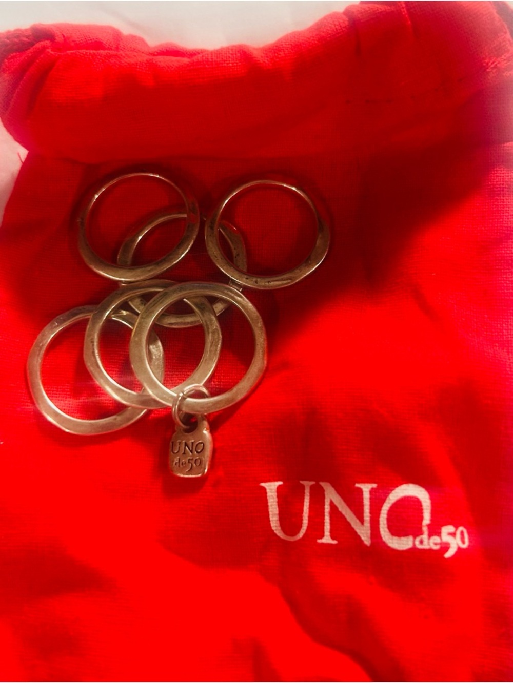 UNO de 50 6 Band Silver Ring Set